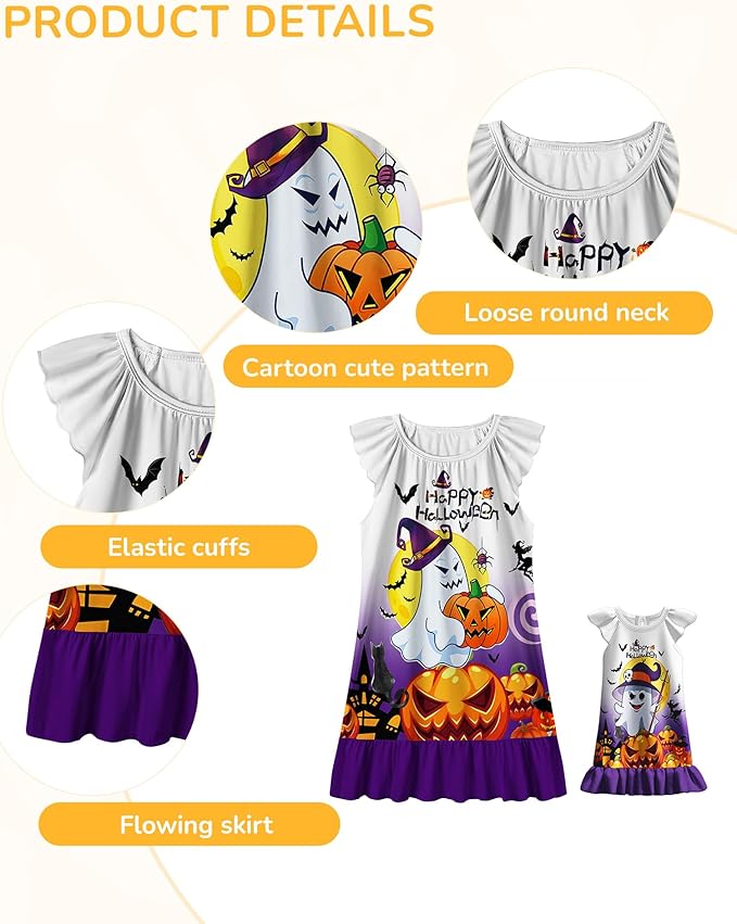 LQSZ Doll and Girl Matching Nightgown Outfit Pajamas Nightie Nightgown for Girls and Dolls Clothes