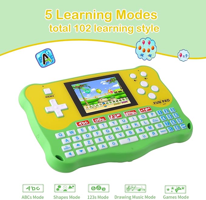 LUHYAUAN Kids Tablet/Baby Learning Pad with 102 Activities/Toddler Tablet with ABC/Words/Music/Math Interactive Educational Electronic Toys Gifts Handheld Game for Preschool Boys Girls Ages 3-12