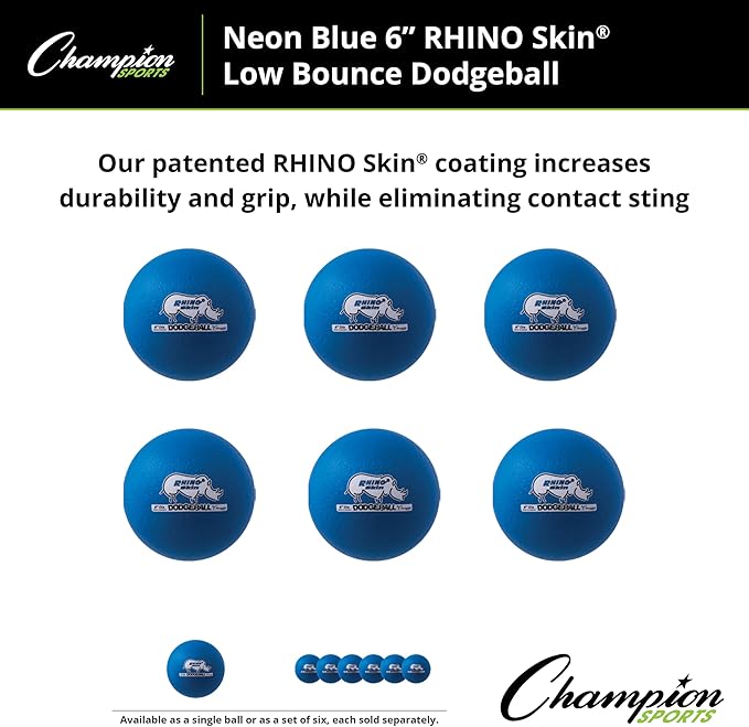Champion Sports® Rhino Skin® Low Bounce Dodgeball Sets & Singles for Playground, PE, Backyard & League Games – Team Sports Equipment for Youth & Adults