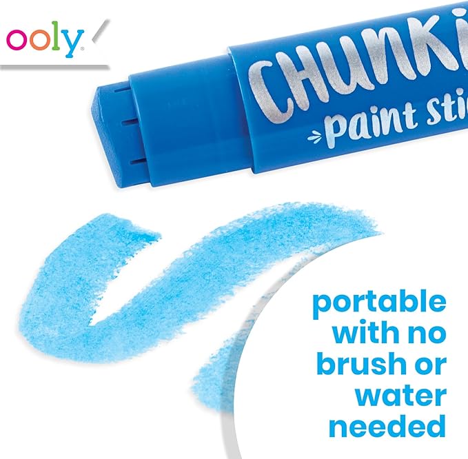 Ooly Chunkies 6 Metallic Paint Sticks For Kids, Tempera Paint Sticks Metallic Colors Set, No Mess Quick Drying Art Supplies for Toddlers and Kids