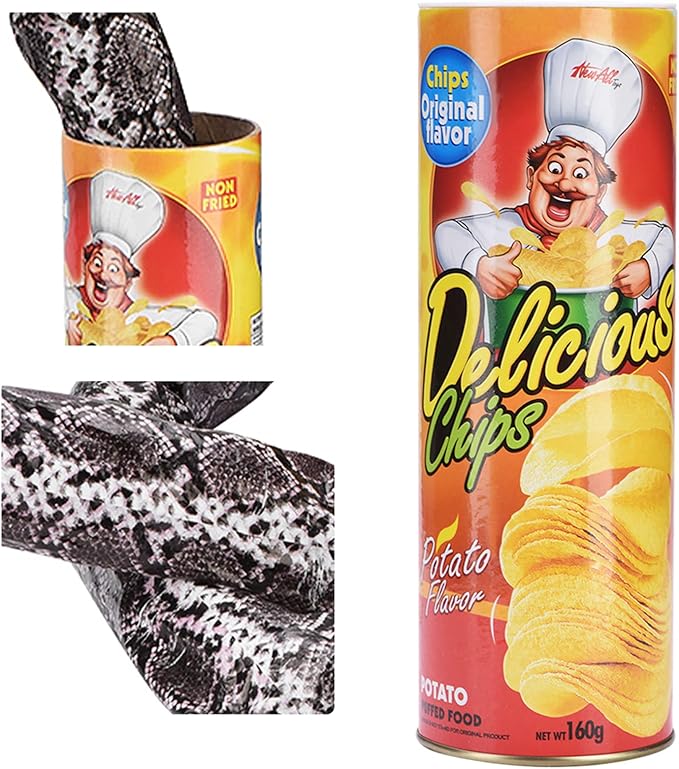 Aramox Funny Pranks Pop Out Spring Snake Trick Toy, Chip Can Packing, Shocking Gadget for Party with Endless Enjoyments