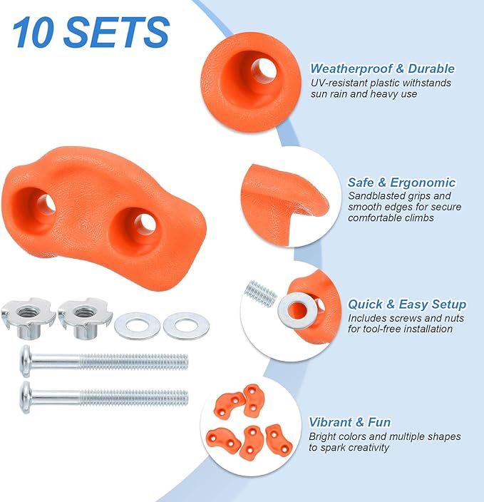 PATIKIL Climbing Rock Wall Grips Play Set Climber Attachments with Double Hole for Playground Accessory Indoor Outdoor