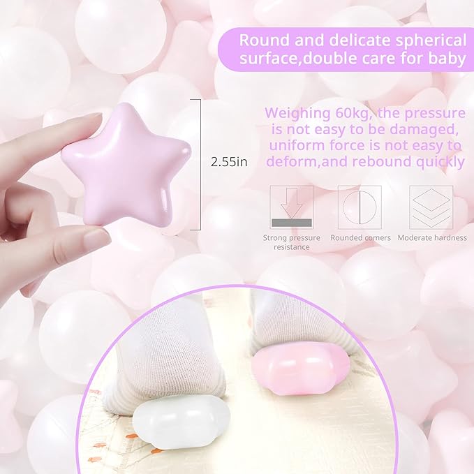 STARBOLO Ball Pit Balls for Toddlers Pack of 100 200 500 - BPA&Phthalate Free Non-Toxic Crush Proof Soft Plastic Balls for 1-5Years Old Toddlers Girl Kids Birthday Pool Playpen Tent Party