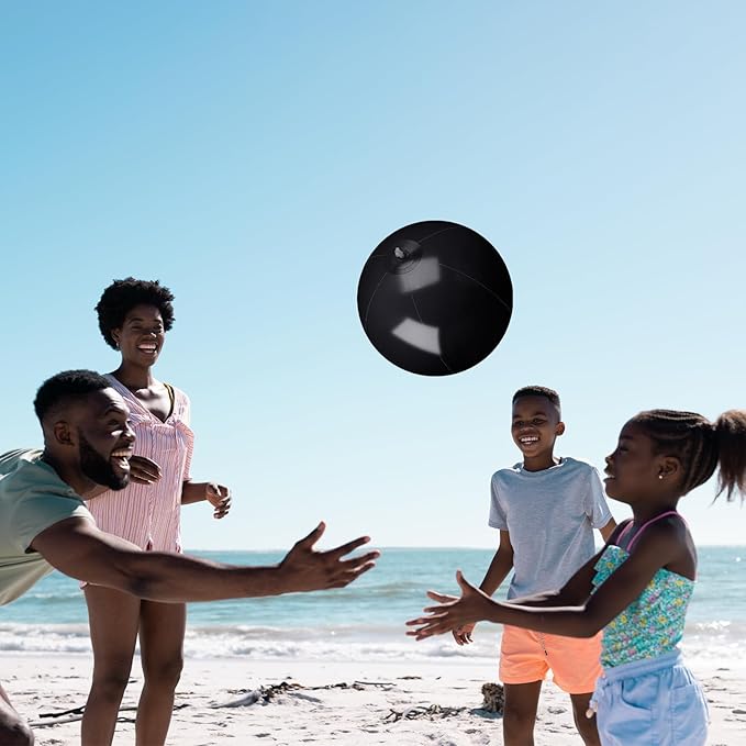 20 Pack Black Beach Ball - 12Inch Blow Up Beach Ball Party Supplies for Kids, Inflatable Floating Balls for Summer Pool Parties, Outdoor Activities & Birthday Decorations(Black)