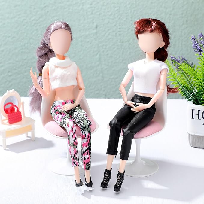 Fourluoo 6 Pcs Spring Doll Clothes 11.8 Inch Fashion Doll Outfits Pants Dresses Skirts Sweet for Xmas Fall Birthday Gifts(Classic Style)