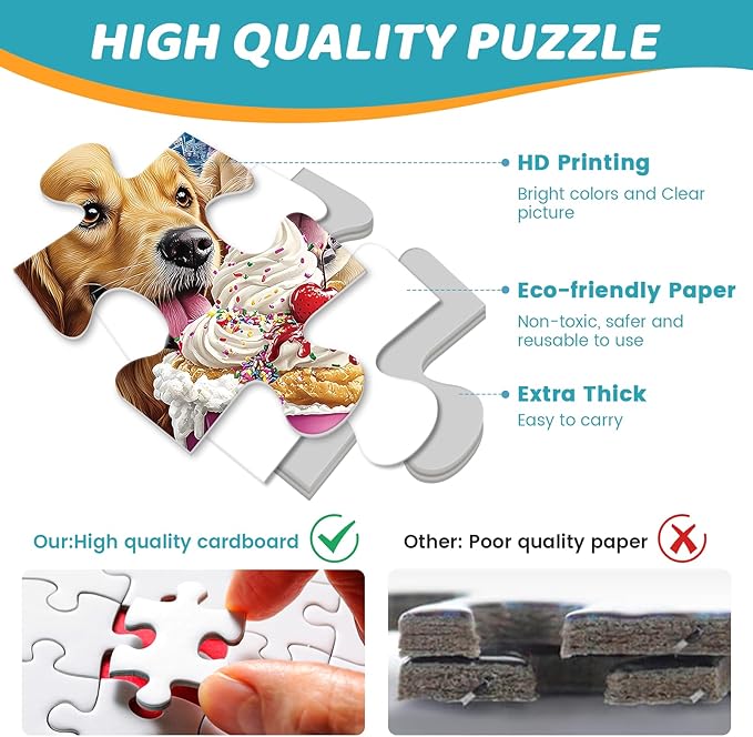 300 Pieces Puzzles for Adults | Dog Birthday Party Jigsaw Puzzles 300 Piece for Children Adults Seniors | Sturdy,Safe | Engaging & Educational Toys Great Gift for Boys Girls 20.5 x 15 in