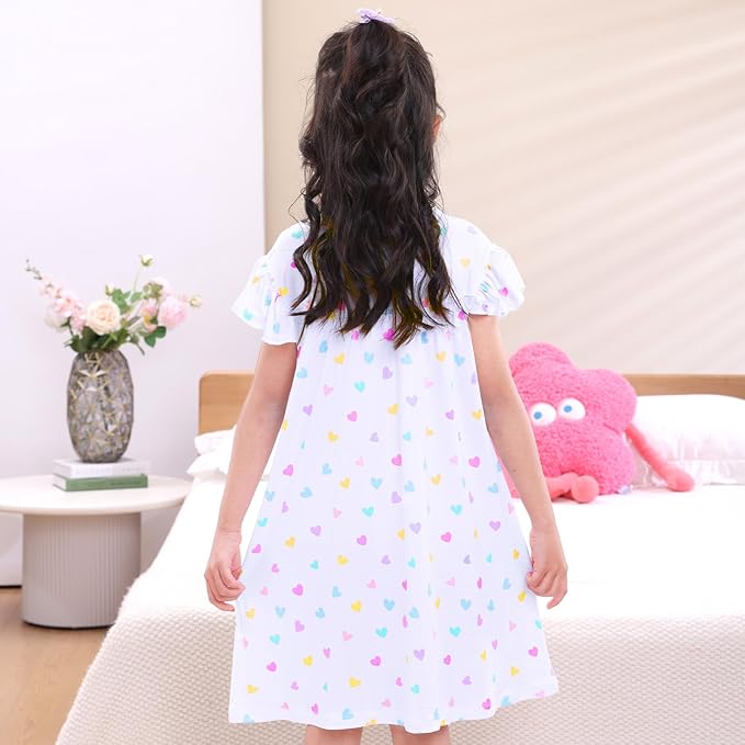 ICOSY Matching Doll & Girls Nightgowns Clothes Girls Pajamas Sleepwear Outfit for Kids and 18" Girl Doll