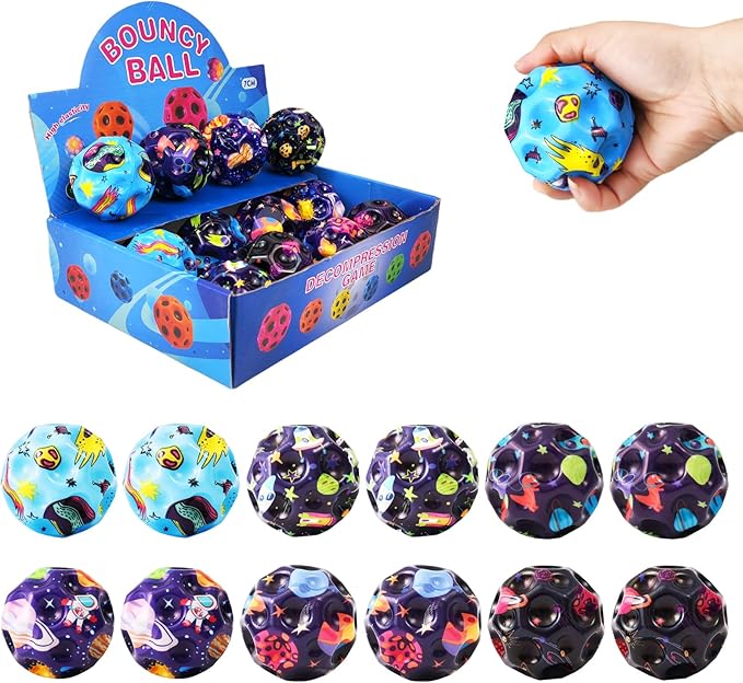 Bouncy Ball, Colorful Big Super Bouncy Astro Balls, Extreme High Bouncing Balls for Kids,Fun Kids Lightweight Foam Jump Balls for Outside, Improve Hand Eye Coordination Ability (12 Pack)