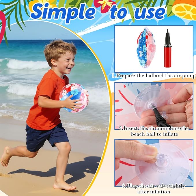 8 Pack Blue and Pink Cartoon Themed Beach Ball 7.87 Bulk for Summer Pool and Beach Game Gifts Birthday Party Supplies Decorations Favor