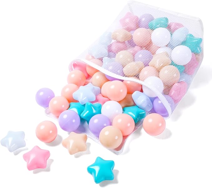 Realhaha Ball Pit Balls 50 100 200 500, Star Shapes for Babies Kids Playpen Plastic Balls for Babies Ball Pool Puppy Playballs