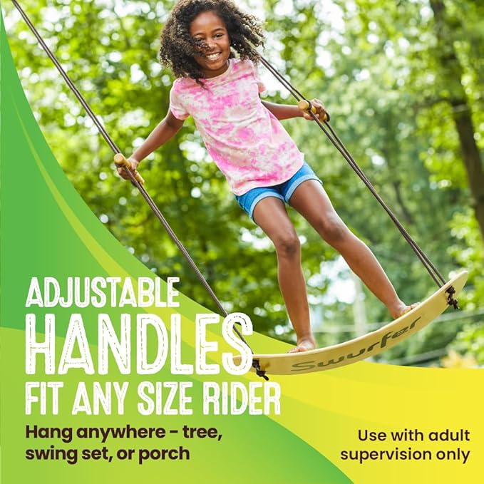 Swurfer Stand Up TreeSkate Outdoor Swing - Tree Swing for Kids with Adjustable Handles, Kids Outdoor Play Equipment, Durable, Weatherproof, Easy Installation, Holds Up to 200 lbs, Ages 6+ (Original)