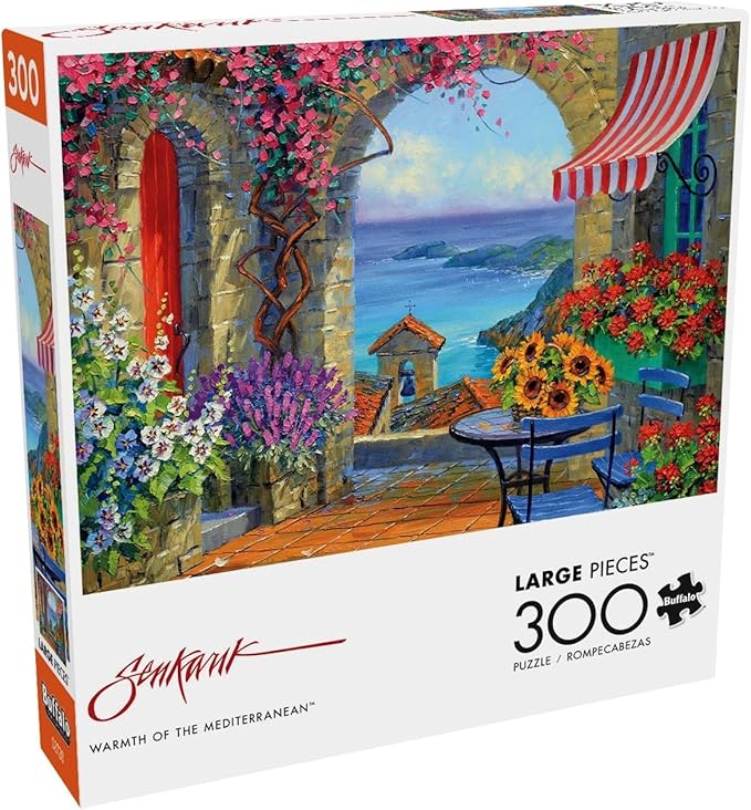 Buffalo Games - Mikki Senkarik - Warmth of the Mediterranean - 300 Piece Jigsaw Puzzle for Adults -Challenging Puzzle Perfect for Game Nights - Finished Size is 21.25 x 15.00