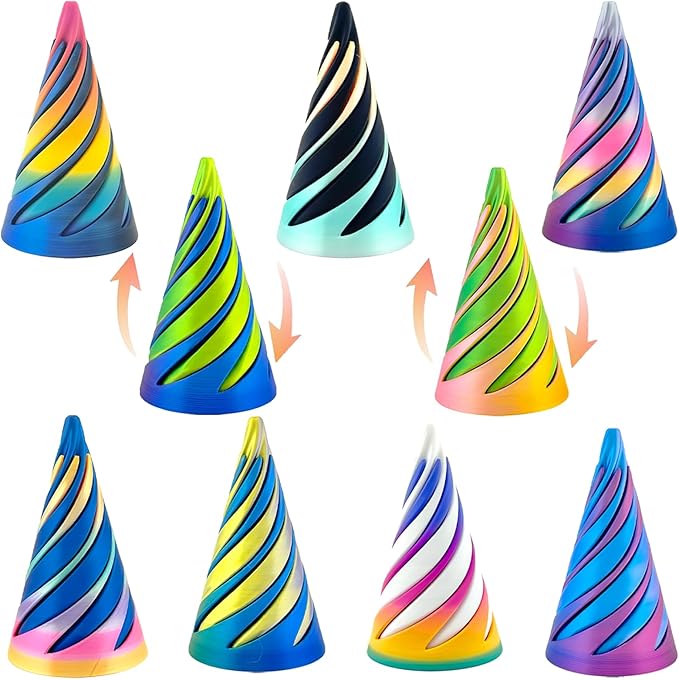 9 Packs Impossible Cone,Spiral Cone Fidget Toy Impossible Pyramid Passthrough Toy,3D Printed Spiral Cone Fidget Toy,Mini Vortex Thread Illusion Desktop Deco Souvenir Gift Easter Gifts for Kids