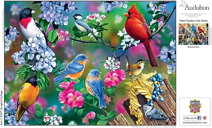 MasterPieces 1000 Piece Jigsaw Puzzle for Adults, Family, Or Youth - Songbird Collage - 19.25"x26.75"