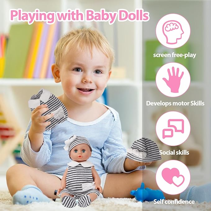 ARTST Baby Doll Clothes,12 inch Doll Clothing for Baby Alive, 5 Set Knitted Outfit Accessories for 10-12 inch Girls Boys