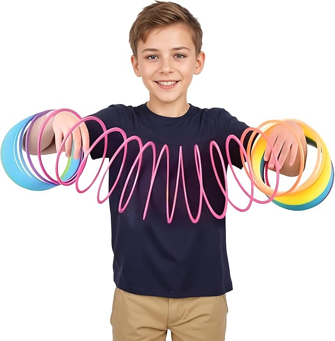 Liberty Imports 6" Jumbo Rainbow Coil Spring - Giant Classic Novelty Toy, Big Fun Large Magic Walking Magic Spring for Fidget and Stress Relief - Great Gift for Kids, Adults (Round)