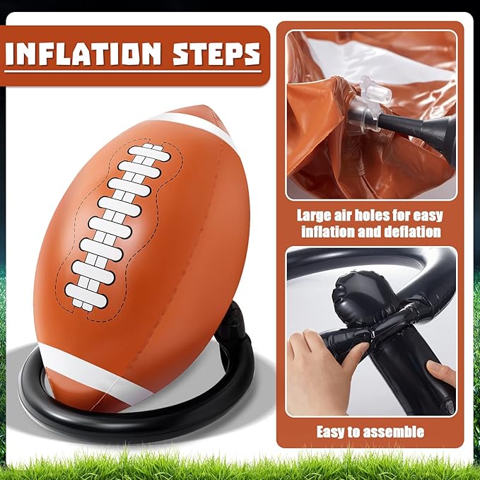 Deekin 40" Giant Jumbo Inflatable Football with Tee Set - Blow up Football Toy for Game Day Tailgate, Outdoor Games, Sport Theme Party & Birthday Supplies, Fun for Kids and Adults
