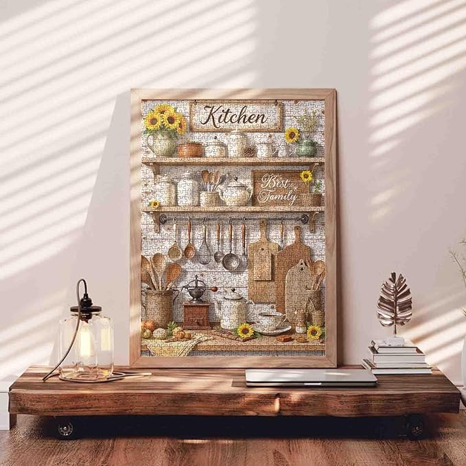 Kitchen Puzzles 1000 Pieces for Adults, Retro Rural Style Jigsaw Puzzles for Challenging Family Activity Games DIY Puzzle for Home and Dining Room Wall Decor Gifts - 19.7 x 27.6 Inches