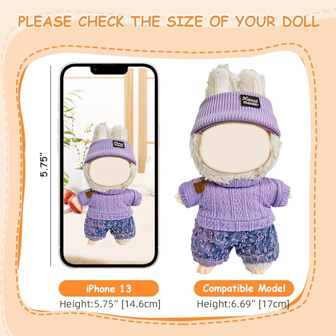 3 Pack Compatible for Labubu Clothes,17cm Doll Clothes Set,Luxury Designer Outfits,Cute Birthday Party Costumes,Valentines Day Gifts for Her Him,Stylish Fashion Wardrobe Accessories for 17cm Dolls