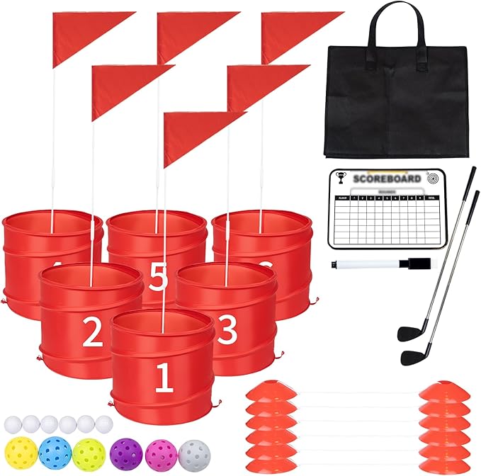 6 Holes-Outdoor Backyard Golf Game Set,Outdoor Yard Golf Chipping Game with 2 Clubs,Ball and Flag,Fun for All Crowd, Perfect for Beach,Park,Lawn and Camping