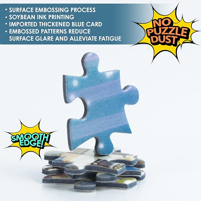 MOMIBOOK Puzzles for Adults 1000 Pieces Jigsaw Puzzles of Journey Through The World, Painting Image World Map Difficult Challenging Impossible Puzzle Unique Funny Party Christmas Birthday Gifts