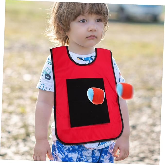 Dodgeball Target Game Set for Kids: 10 Soft Fleece Tag Balls with 2 Sticky Vests, 2-Player Game for Adult Indoor and Outside Play and Sports Activities Toys