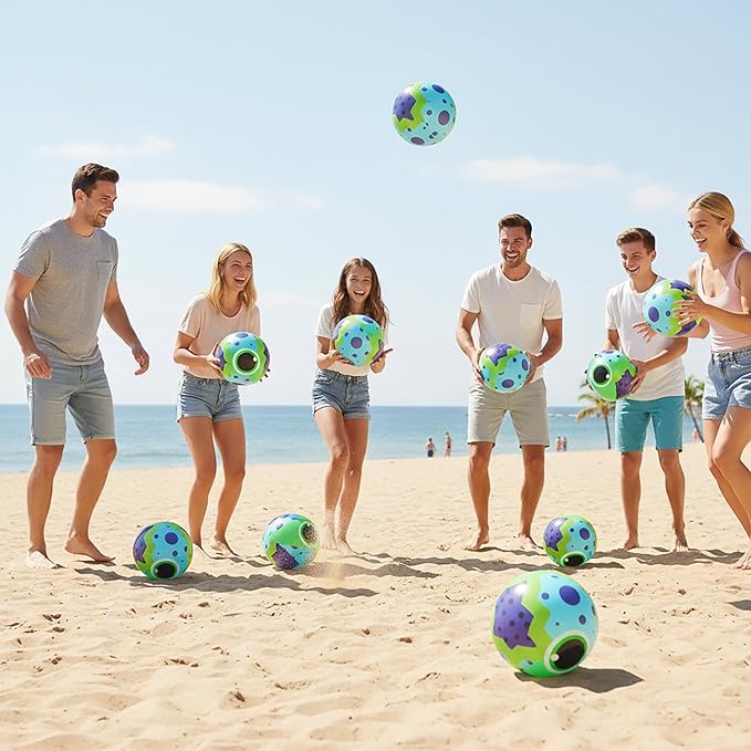 12 Pack Beach Ball Set, Reusable Colorful Inflatable Ball with Vacuum Storage Bag for Pool Party, Beach Games