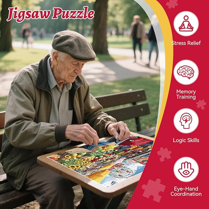 300 Piece Puzzle for Adults – Farmer’s Market Jigsaw Puzzle with Fresh Fruits – Recycled Paper Puzzle, Relaxing Family Activity Game, for Adults, Seniors (20.5" x 15)