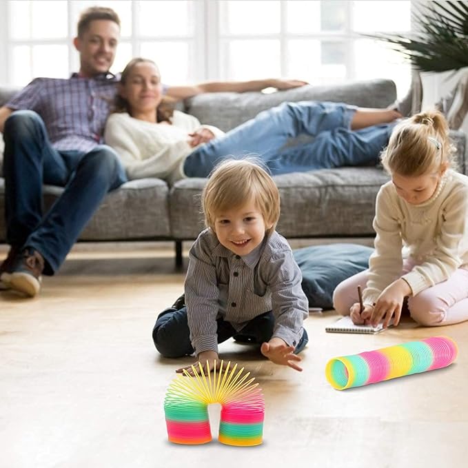 Jumbo Rainbow Coil Spring Toy,Magic Plastic Colored Coil Spring Classic Novelty Toy - Great Gift for Boys, Girls, Fun Birthday Party Favor, Novelty Gift - 4 x4 inch