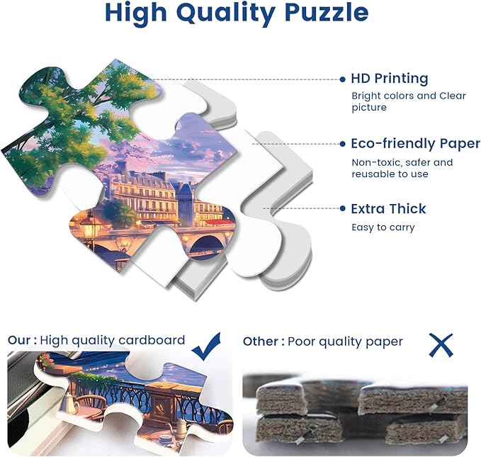 300 Piece Puzzle for Adults-Blooming Paris | Recycled Cardboar Jigsaw Puzzles 300 Pieces | Challenging Family Activity Great Gift Idea for Family Friends | Difficult Puzzles Size 20.5X 15 inches