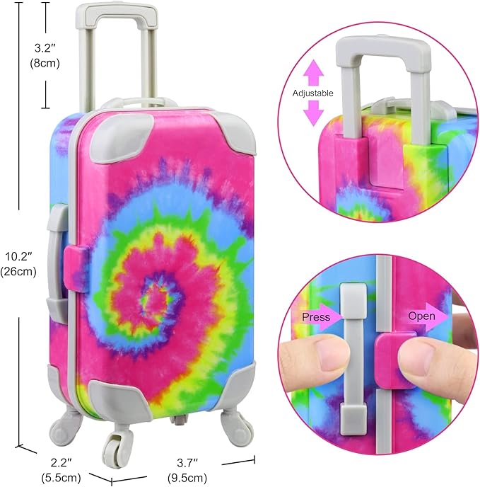 Ecore Fun 18 inch Girl Doll Suitcase Travel Luggage Accessories Play Set - 18" Doll Carrier Storage, Including Suitcase Camera Cell Phone Shoes ect…