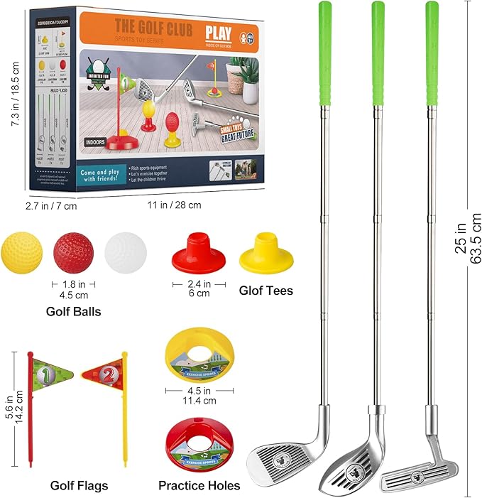 Liberry Kids Golf Clubs for 3 4 5 6 Years Old, Retractable Toddler Golf Set with Storage Bag, Outdoor Indoor Sports Toy for Boys Girls Birthday Gifts