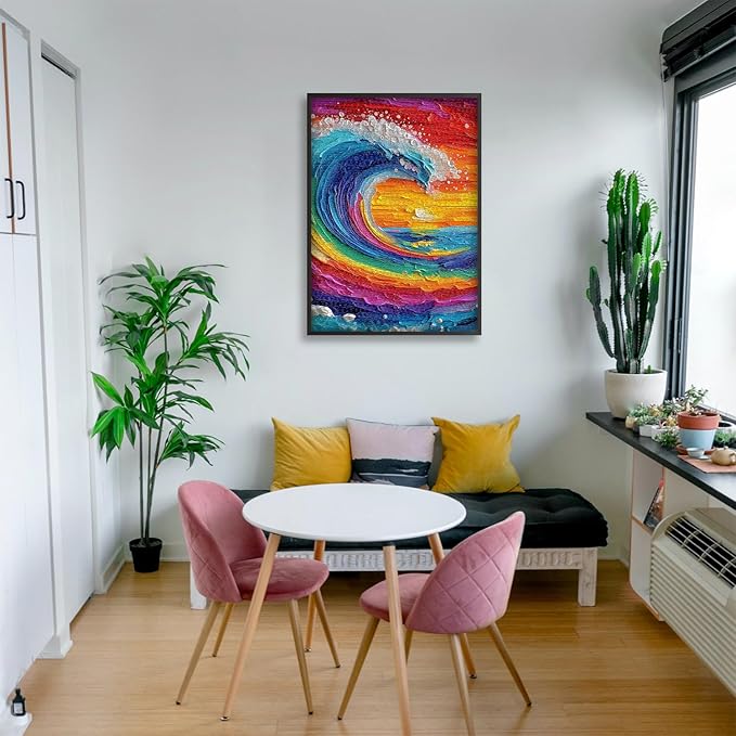 Impossible Puzzles for Adults 1000 Pieces, Colorful Ocean Wave Art Puzzle, Hard Difficult Jigsaw Puzzles Beach Painting, Gradient Rainbow Challenging Puzzles for Adults