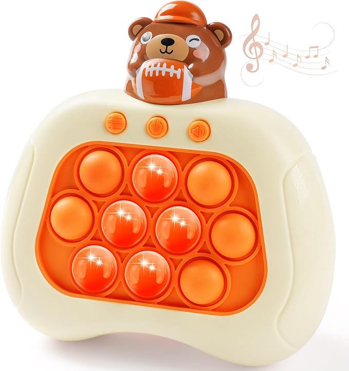 Football Bear Pop Push Game,Fidget Console Toys for Kids Adults,Handheld Puzzle Game Sensory Toys,Pop Bubble Up Toy for Kids, Birthday Gifts for 3-12 Year Old Girls Boys