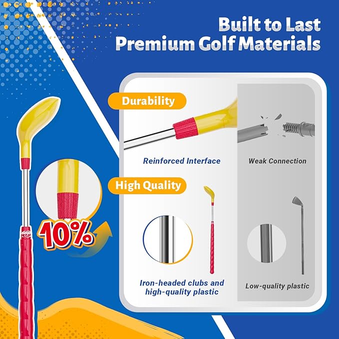 EagleStone Toddler Golf Set with Foot Pedal Launcher, Kids Golf Toy for Ages 3-8, Includes Adjustable Golf Club, 15 Balls & Golf Cart, Indoor&Outdoor Sports Gift for Boys and Girls