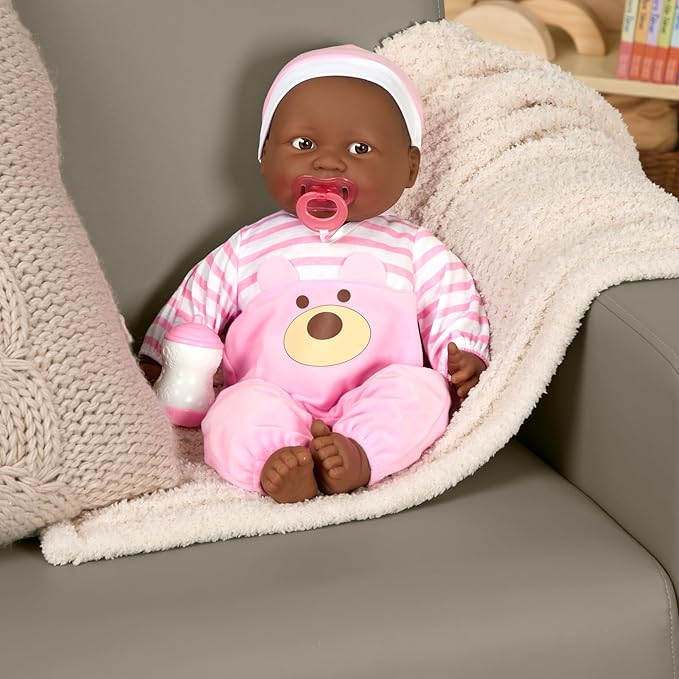 JC Toys ‘Lots to Cuddle Babies’ African American 20-Inch Purple Soft Body Baby Doll and Accessories Designed by Berenguer