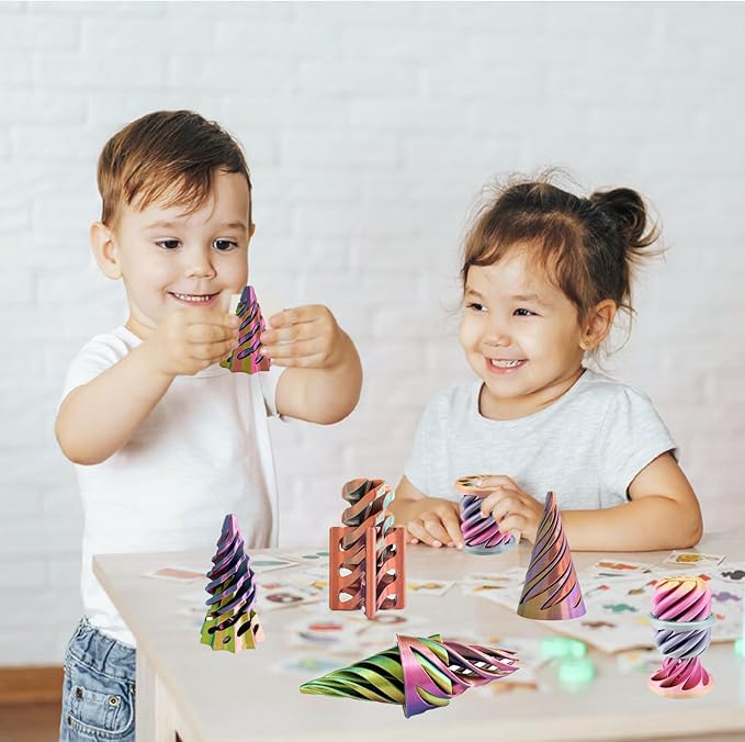 Christmas Stocking Stuffer 4 Packs Impossible Cone,Impossible Cones passthrough Impossible Pyramid for Relaxing,Spiral Fidget Toy passthrough Impossible Cone,Birthday for Adults & Kids