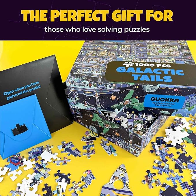 QUOKKA 1000 Piece Jigsaw Puzzle for Adults Galactic Tails – Puzzles for Adults 1000 Pieces Premium Box Packaging - Extra Fun with Hidden Secrets & Audio Story – Perfect Relaxation & Creativity & Gift