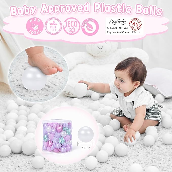 Realhaha Ball Pit Balls 50 100 200 500, Star Shapes for Babies Kids Playpen Plastic Balls for Babies Ball Pool Puppy Playballs