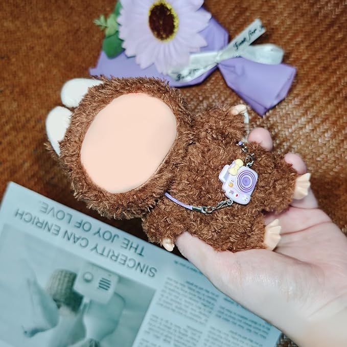 3pcs Doll Accessories Set Included White Knitted Bag, Purple Camera Charm & White Water Charm Dress Up Accessories for 17cm Doll, Mini Costume Supplies