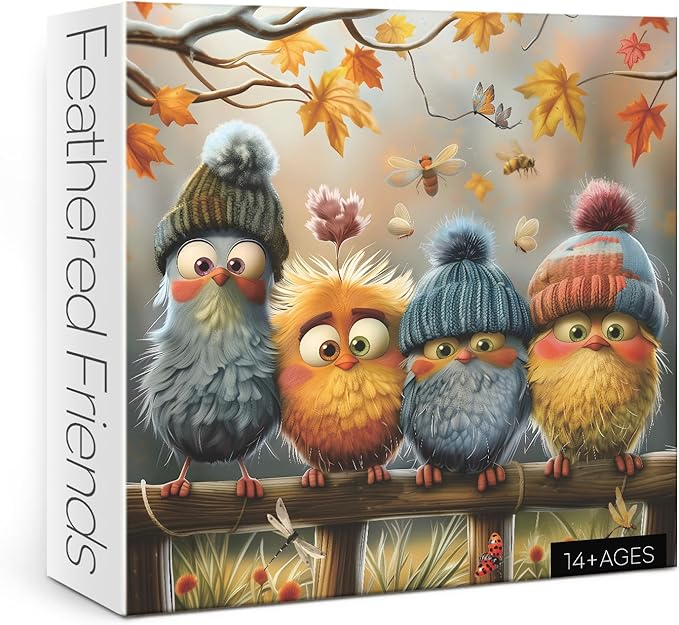 Autumn Bird Puzzles for Adults 1000 Piece Nature, Pretty Fall Landscape Art Jigsaw Puzzles Plant, Butterfly Dragonfly Warm Puzzle