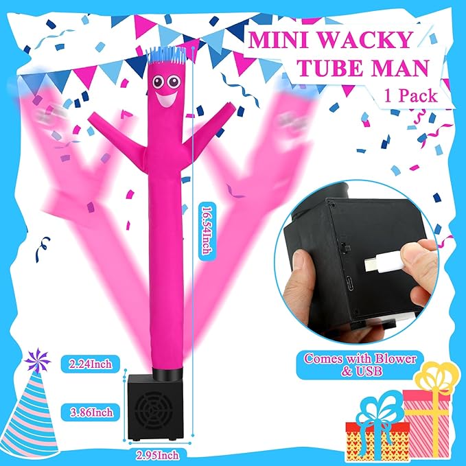 Poen Easter Gifts for Kids Mini Wacky Waving Inflatable Tube Guy with Blower Gag Toy Gift Inflatable Tube Man Birthday Desktop Decor Dancing Blow up Man for Office Party Decor(Surprise)