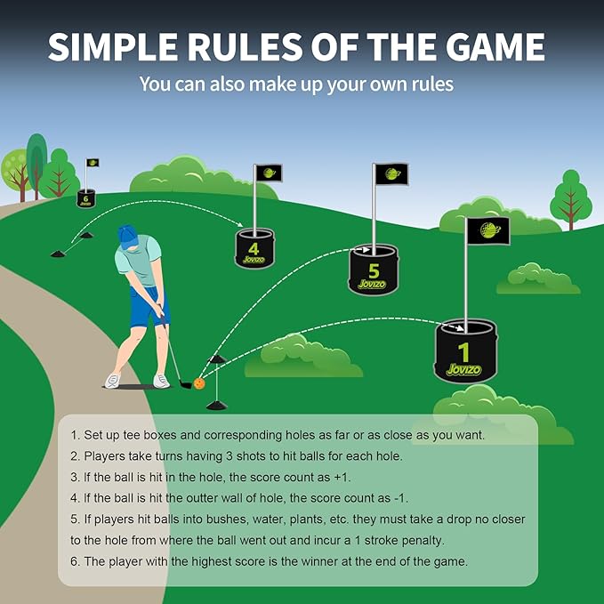 Backyard Golf Game Set, 6 Hole Portable Golf Yard Game with Flags, Balls, Club and Scoreboard, Outdoor & Indoor Lawn Practice Game for Family and Friends