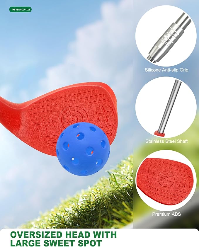 Backyard Golf Game Set with 2 Pack 36” Stainless Steel Shaft for Play Golf, Balls & Flags Portable Outdoor Chipping Practice Game for Family, Yard Golf Set for Lawn, Park,Camping (9pcsHoles)