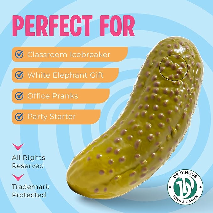 DR DINGUS Farting Pickle Toy - +100 Unique Farts - Hilarious Laughs - Novelty Gag Gift for Friends Family Coworkers Office Students Classroom
