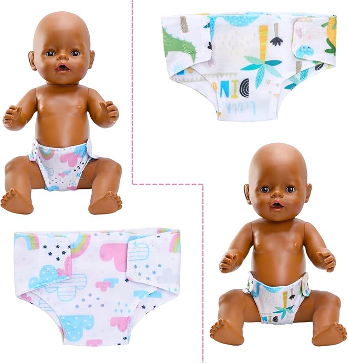 5 PCS Baby Doll Diapers Underwear for 12-15 Inch Reborn Baby Dolls, Multi-colored, Includes 5 Materials, Fits 12-15 Inch Dolls, Practical Gift, Enhances Doll Play