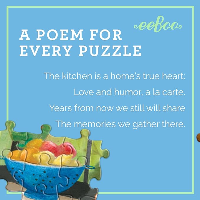eeBoo 1000 Piece Puzzle - Springtime Kitchen Jigsaw Puzzle for Adults, Square 23" x 23" Made with Recycled Board & Vegetable-Based Ink