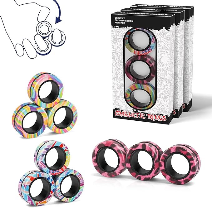 Magnetic Rings Fidget Toy Set, Idea ADHD Fidget Toys (A9-1)