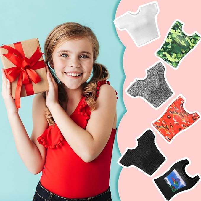 Bencailor 6 Pcs Doll Clothes for 11.8 Inch Doll Clothing Outfit Accessories Winter Coat Tops Swimwear T Shirt Dress Outfit Birthday Gift(Cool Style,Camouflage Color)