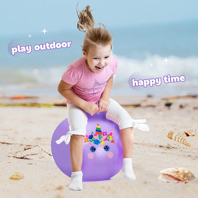 PlayZap Hopper Balls for Kids 3-8, 18 Inches Bouncy Ball with Handle, 18" Inflatable Bouncing Hopper, 45cm Jumping Toys, Garden Hopping Toys Girls Boys Gifts (Light Purple)
